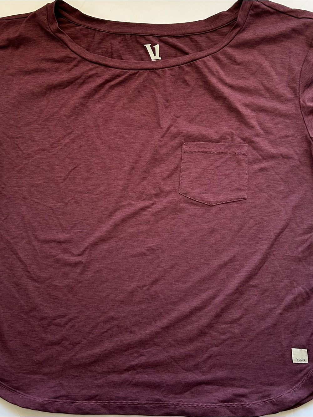 Vuori Short Sleeve Pocket Tee in Deep Berry